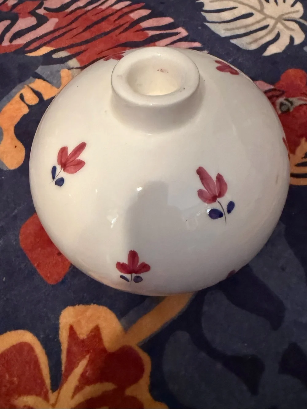 Vintage Hand Painted Ceramic Taper Candle Holder Floral Cottagecore Farmhouse